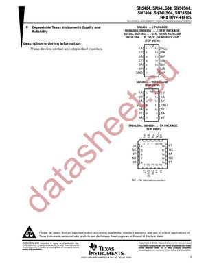 SN74S04NSRE4 datasheet  